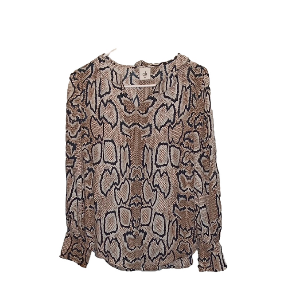 Cabi Chic Snake Print Serpentine Blouse - Brown and Black XS